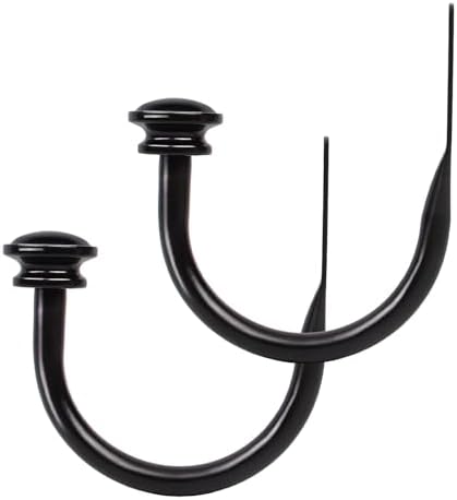 TONIAL Curtain Holdbacks, Small Cap Finials, Black(1 Pair/2 Pack), Small by TONIAL