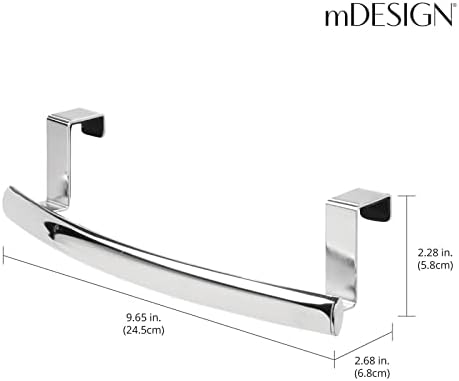 mDesign Steel Over Door Curved Towel Bar Storage, Hanger for Cabinet or Cupboard, Holder Rack for Kitchen, Bathroom - Holds Hand/Dish Towels, Washcloths - Spira Collection - 2 Pack - Chrome - Image 4
