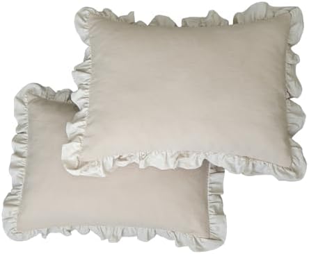 GLORY SEASON Pillow Shams Set of 2 Pure Cotton Champray Ruffled Edge,Thick and Solid Washed Dobby Heavy Fabric (King 20x36 inches) - Image 5