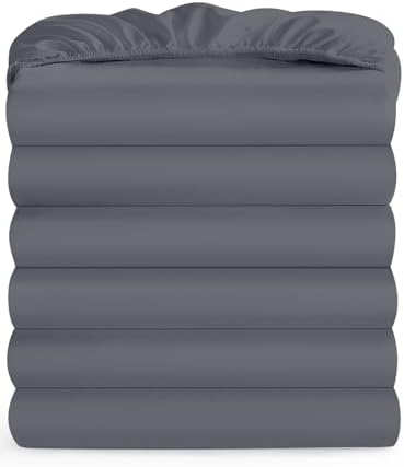 Maple&Stone Queen Fitted Sheet Only, Bulk Pack of 6 Bottom Grey Sheets by MapleStone