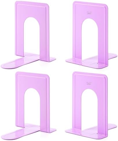 Mr. Pen- Book Ends, 4 Pack, Purple, Heavy Duty Metal Bookends for Shelves by MrPen