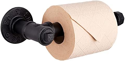 Livabber Industrial Pipe Toilet Paper Holder - Vintage Style DIY Wall Mount Roll Tissue Towel Holder for Bathroom Living Room and Kitchen (6", Black) by Livabber