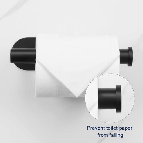 NearMoon Toilet Paper Holder Self Adhesive, Premium Thicken SUS304 Stainless Steel Rustproof Adhesive Toilet Roll Holder no Drilling for Bathroom, Kitchen, Washroom (3 Pack, Matte Black) - Image 4