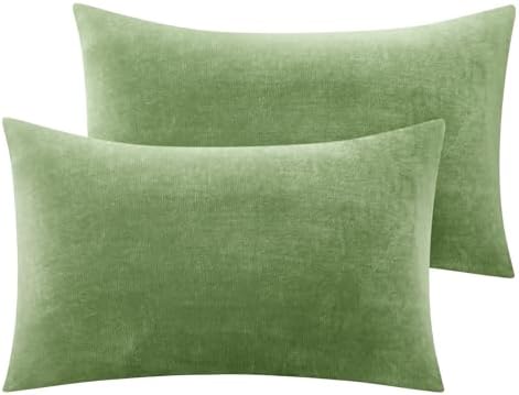 BEDELITE Flannel Pillowcases Standard Set of 2, Sage Green, 20x26 Inches by BEDELITE