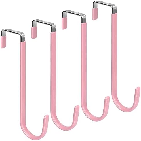 FYY Over the Door Hooks, Single-Hanger 4 Pack, Fits Doors 1.6" Pink by FYY