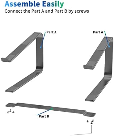SOUNDANCE Laptop Stand for Desk, Metal Riser, Fits 12-17.3 Inch,Grey - Image 4
