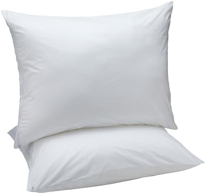 Amazon Basics Down Alternative Bed Pillows with Hypoallergenic Pillow Protector Cases, Soft Density for Stomach and Back Sleepers, Standard 26" x 20", White, 2-Pack by AmazonBasics