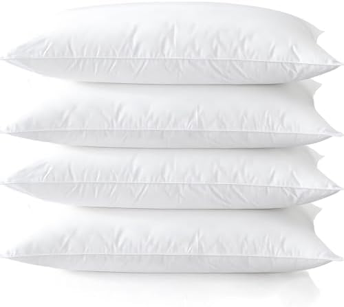 Acteb Medium Support Bed Pillows Queen Size Set of 4 Pack for Sleeping 20"x30", Hypoallergenic Skin Friendly Down Alternative Filling for Side Stomach Back Sleeper Machine Washable by Acteb