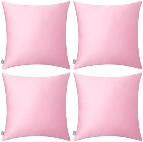 Thmyo 4-Pack 100% Cotton Solid Decorative Throw Pillow Covers 22x22 Pink by Thmyo