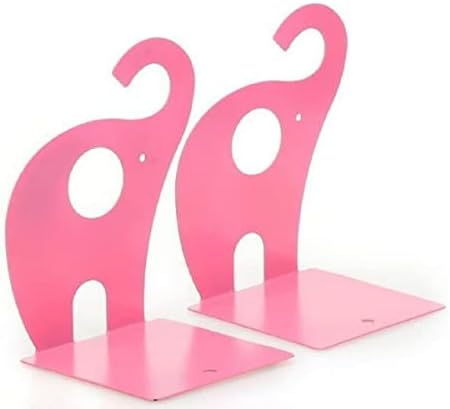 one Pair Cute Cartoon Elephant Nonskid Bookends Art Bookend Metal Bookends (Pink) - Image 2