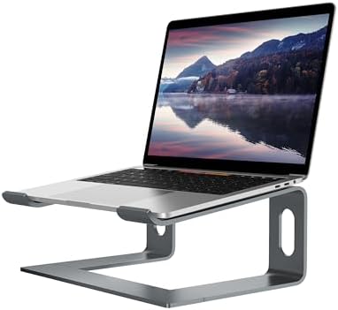 ALASHI Ergonomic Laptop Stand, Aluminum Desk Riser, 10-15.6", Grey by ALASHImakeyourlifesimplerandeasier%EF%BC%81