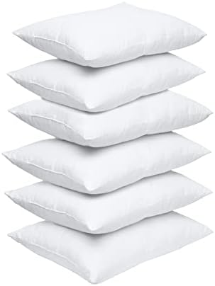 Elegant Comfort 6-Pack Pillow Insert Poly-Cotton Shell Siliconized Fiber Filling, 12 x 20, White 6 Count by ELEGANTCOMFORT