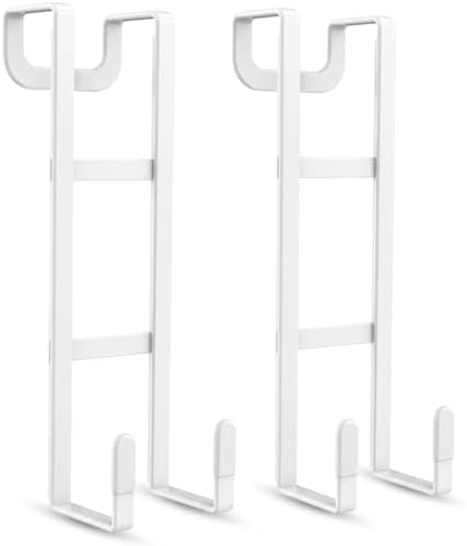 FYY 2 Packs Over The Door Hooks, Heavy Duty Door Hanger Hook, No Drill Wall Hooks for Hanging Coat, Towel, Bag in Bathroom, Closet Fits Most Doors Up to 1-7/8" Thickness （7.87",White） by FYY