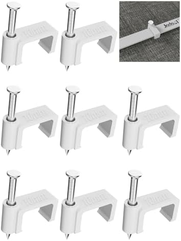 Jadaol 100Pcs 10mm Nail-in Cable Clips for Flat Ethernet, TV, Speaker Wire - Wall Tacks for Cat5/Cat5e/Cat6/Cat7 RJ45 Cords by Jadaol