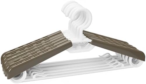 6-Pack Heavy Duty Plastic Extra-Wide Arm 15"-23" Suits Clothes Hangers with Swivel Hooks,Perfect for Coat,Jacket,Dress,Shirt,Trousers or Closet Space Saving,Grey&White by Bondream