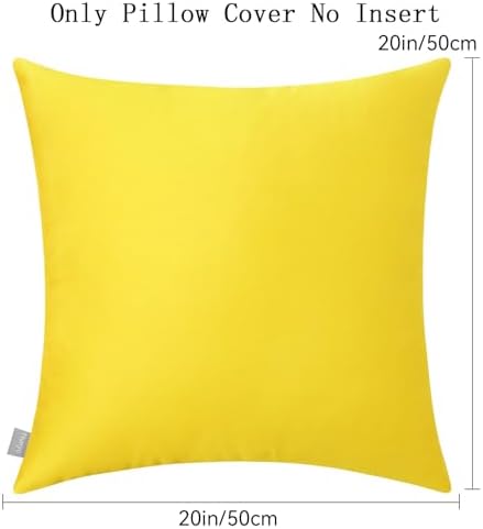 4-Pack 100% Cotton Comfortable Solid Decorative Throw Pillow Case,Thmyo Square Cushion Cover Pillowcase Sublimation Blank Pillow Covers DIY Throw Pillowcase for Sofa(20x20 inch/ 50x50cm,Lemon Yellow) - Image 6