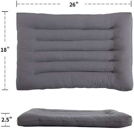 HOMBYS Ultra Thin Flat Pillow for Sleeping, Thin Pillow for Back Sleeper, Supportive Stomach Sleeping Pillow, Slim Bed Pillow, Machine Washable-Standard Size 18x26, Grey - Image 2