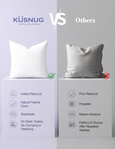 Feather Down Throw Pillow Inserts 18x18in 2‑Pack White - Image 7