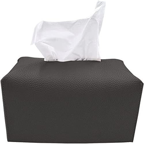 Carrotez Tissue Box Cover, [Refined] Modern PU Leather Rectangular Tissue Box Holder - Decorative Holder/Organizer for Bathroom Vanity Countertop, Night Stands, Office Desk 9.5"X5"X5" - Charcoal by Carrotez