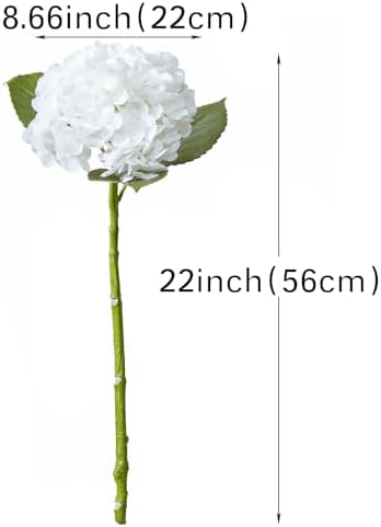 DUYONE 22" Real Soft Touch Hydrangea Artificial Flowers Realistic,Large Long Stem Fake Flowers Full Latex Faux,Wedding Bouquet,Party Home Decor,Garden Office Room Table Centerpieces White 4Pcs - Image 3