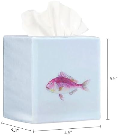 Square Tissue Box Cover Cute Set of 2, Fish - Image 3