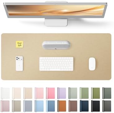 YSAGi Leather Desk Pad Protector, Office Desk Mat, Large Mouse Pad, Non-Slip PU Leather Desk Blotter, Laptop Desk Pad, Waterproof Desk Writing Pad for Office and Home (Gold, 23.6" x 13.8") by YSAGi