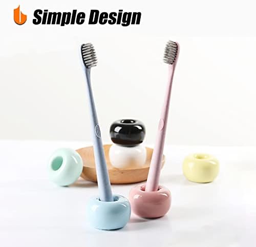 Urbanstrive Sleek Mini Ceramics Toothbrush Holder Stand for Bathroom Vanity Countertops (Pink 2-Pack) - Image 3