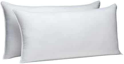 Amazon Basics Down-Alternative Pillows for Stomach and Back Sleepers, Soft Density, Machine Washable, 20 x 36 inches, White, 2-Pack by AmazonBasics