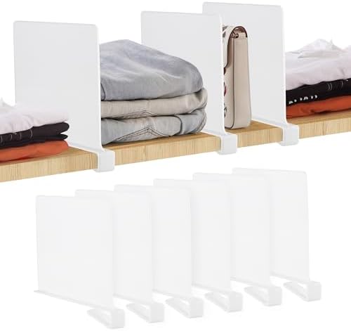 White Acrylic Shelf Dividers for Closets Organizer & Storage,6 Pack by JOY+DECOR