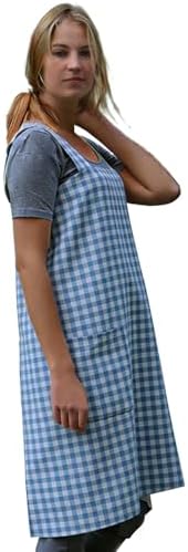Larmliss Women's Pinafore Square Apron Baking Cooking Gardening Works Cross Back Cotton/Linen Blend Dress with 2 Pockets - Image 4