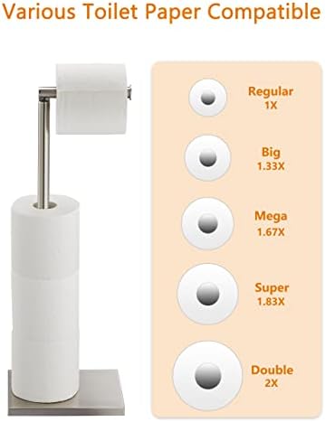 Toilet Paper Holder Stand, Free Standing Toilet Paper Roll Holder with Reserve for Bathroom, Stainless Steel DECLUTTR - Image 2