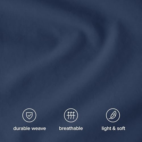 Bare Home 100% Organic Cotton Percale Fitted Sheet (Queen, Dark Blue) - Image 5