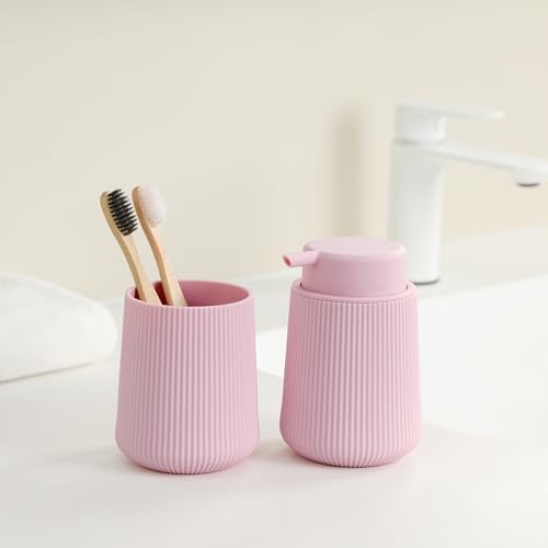 YAUKPH Pink Striped Toothbrush Holder - Image 6