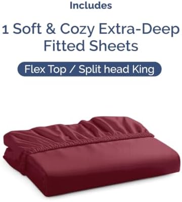 CGK Extra Deep Flex Top Split Head King Fitted Sheet Only - Burgundy - Image 4