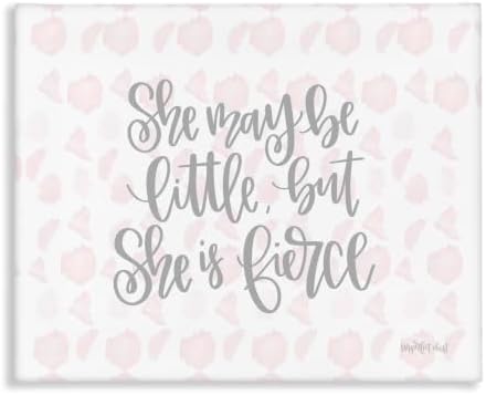 The Kids Room by Stupell She May Be Little But She Is Fierce Pink Watercolor Pattern, 16 x 20, Proudly Made in USA by StupellIndustries