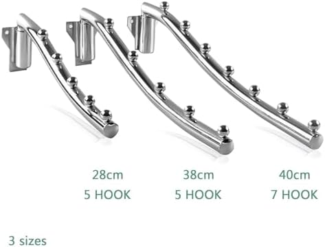 Wall Mounted Folding Clothing Hanger, Foldable Clothing Hanger Stainless Steel, Clothes Hook with Swing Arm Holder Space Saving Clothing Hanging Garment Racks Closet Drying Rack Organizer Drying Rack - Image 6
