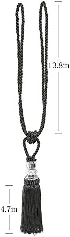 BEL AVENIR 2 Pack Curtain Tiebacks Hand-Woven Holdbacks Tassels Tiebacks - Image 3