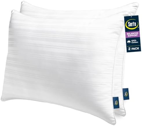 Serta Down Illusion Balanced Support Cotton Pillows, King (2 Pack) by Serta
