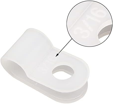 Cable Clamp R-Type Cable Clip Wire Clamp 3/16" Nylon Screw Mounting Cord Fastener Clips with Screws for Wire Management - White - 50 Pcs - Image 2