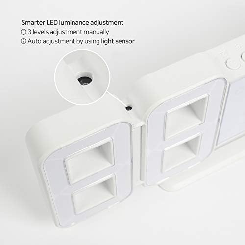 mooas 3D Pure mini Dual LED Clock, Multi-Function LED Clock (Calendar, Alarm, Temperature) (8.5" Dual Table Alarm Clock) - Image 6