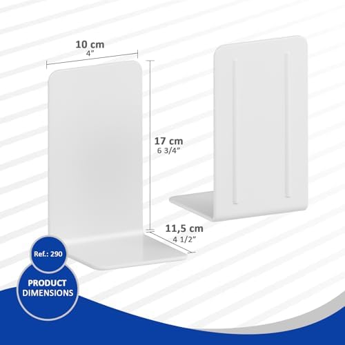 Acrimet Plastic Bookends for Bookcases, Shelves and Desktop, Plastic Book Holders (White Color) (1 Pair) - Image 3