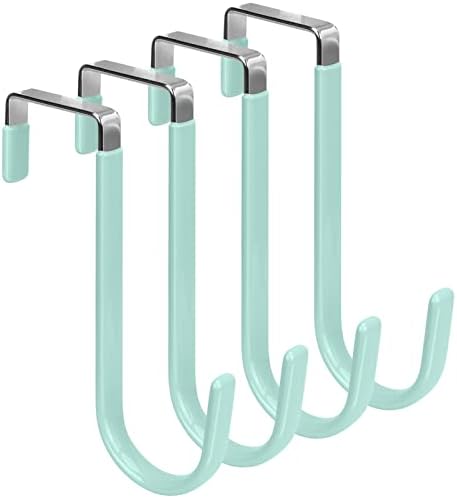 FYY Over the Door Hooks, Single-Hanger 4 Pack, Fits Doors 1 3/8" Green by FYY