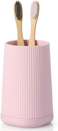 YAUKPH Small Single Toothbrush Holder with Silicone Bottom Pink by KellyHome