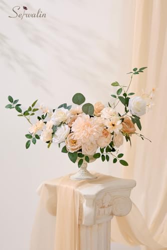 Serwalin Artificial Flowers Combo Box Set Champagne Fake Flowers for DIY Table Centerpieces for Thanksgivings Day Bridal Wedding Decorations Silk Floral Arrangements Party Baby Shower Decor - Image 5