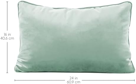 FDP 16" x 24" Velvet and Vinyl Rectangle Lumbar Pillow Set with Piping Decorative Throw Pillow for Home Dcor in Living Room, Bedroom or Lounge (2-Pack) - Aloe, 15173-347 - Image 2