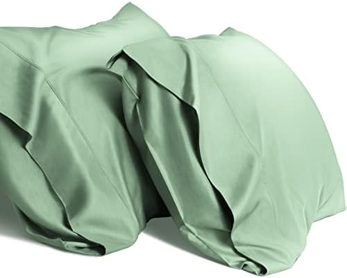 WishSmile Cooling Queen Pillowcases Set of 2 Breathable Cool Silky Soft Rayon Derived from Bamboo Fabric, Moisture Wicking for Hot Sleepers, Hair and Skin Friendly, Jade Green, 2 Pack, 20x30IN by WishSmile