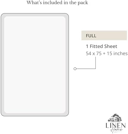 Linen Home 100% Cotton Percale Fitted Sheet only, Full Size, Snow White - Image 6