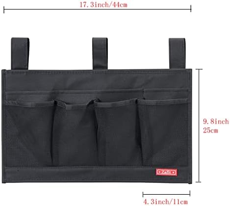 Zafit Hanging Bedside Caddy, Bedside Storage Organizer for Magazine, Phone, Remote control (6 Pockets-Black) - Image 4