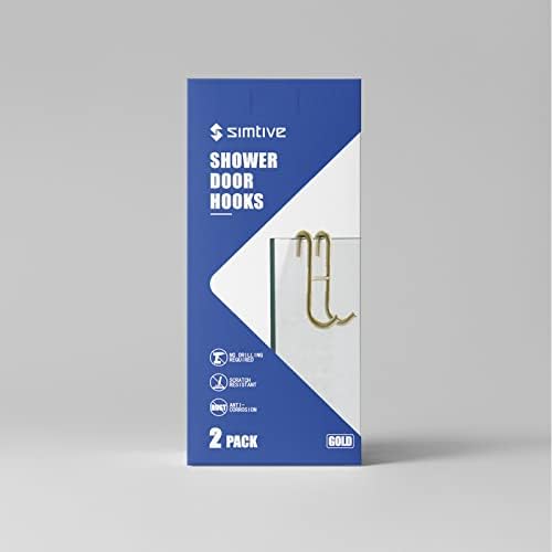 Simtive Shower Door Hooks (2-Pack), Towel Hooks for Bathroom Frameless Glass Door, Gold - Image 6