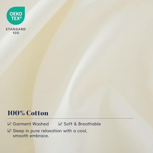 PHF Washed Cotton Ruffle Pillowcases King 20"x36", Cream, 2 Pack, No Insert - Image 4
